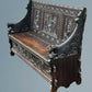 A Late Victorian Carved Oak Box Settle / Hall Bench