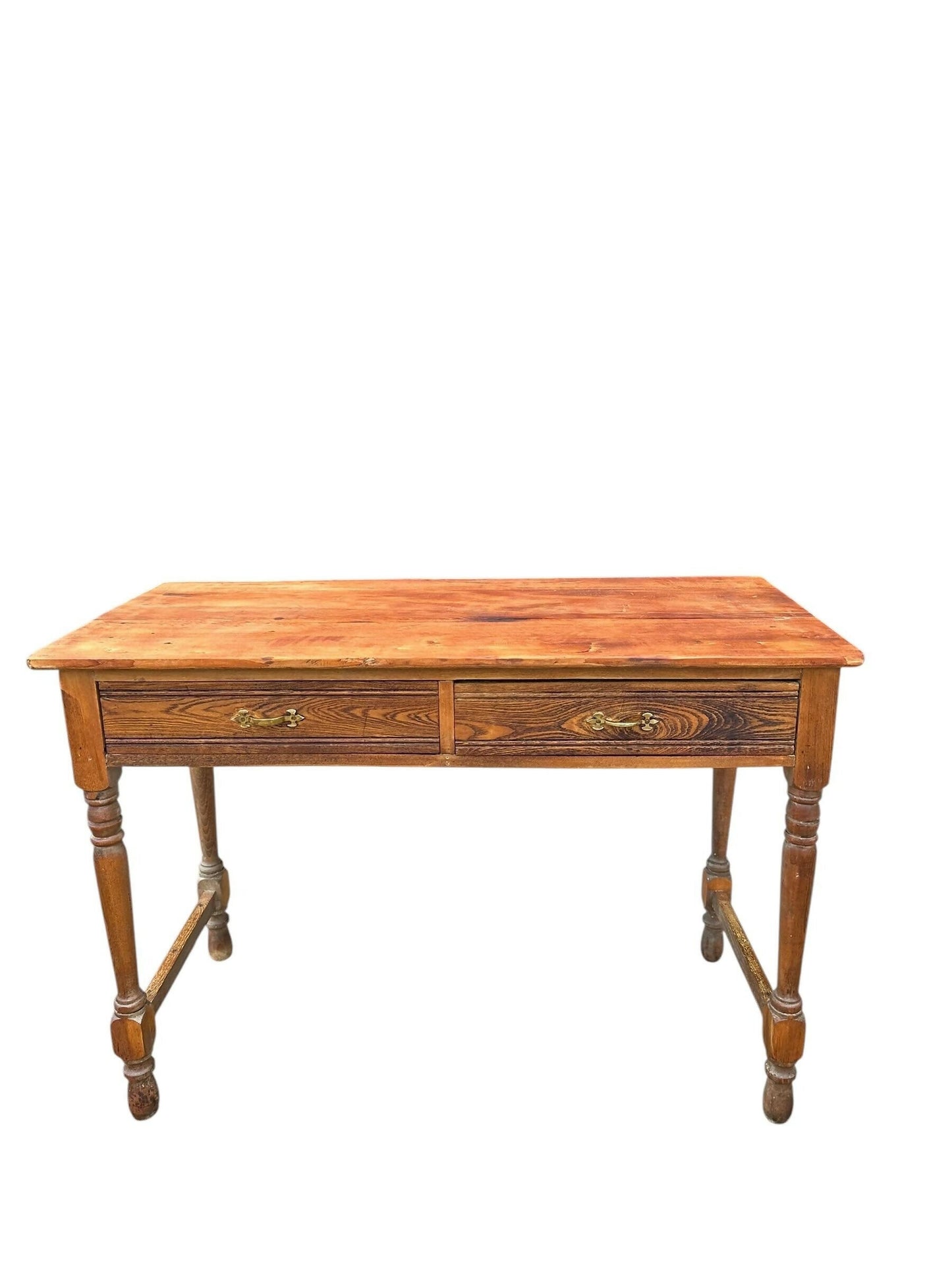 Antique 19th Century Rustic pitch pine side table desk