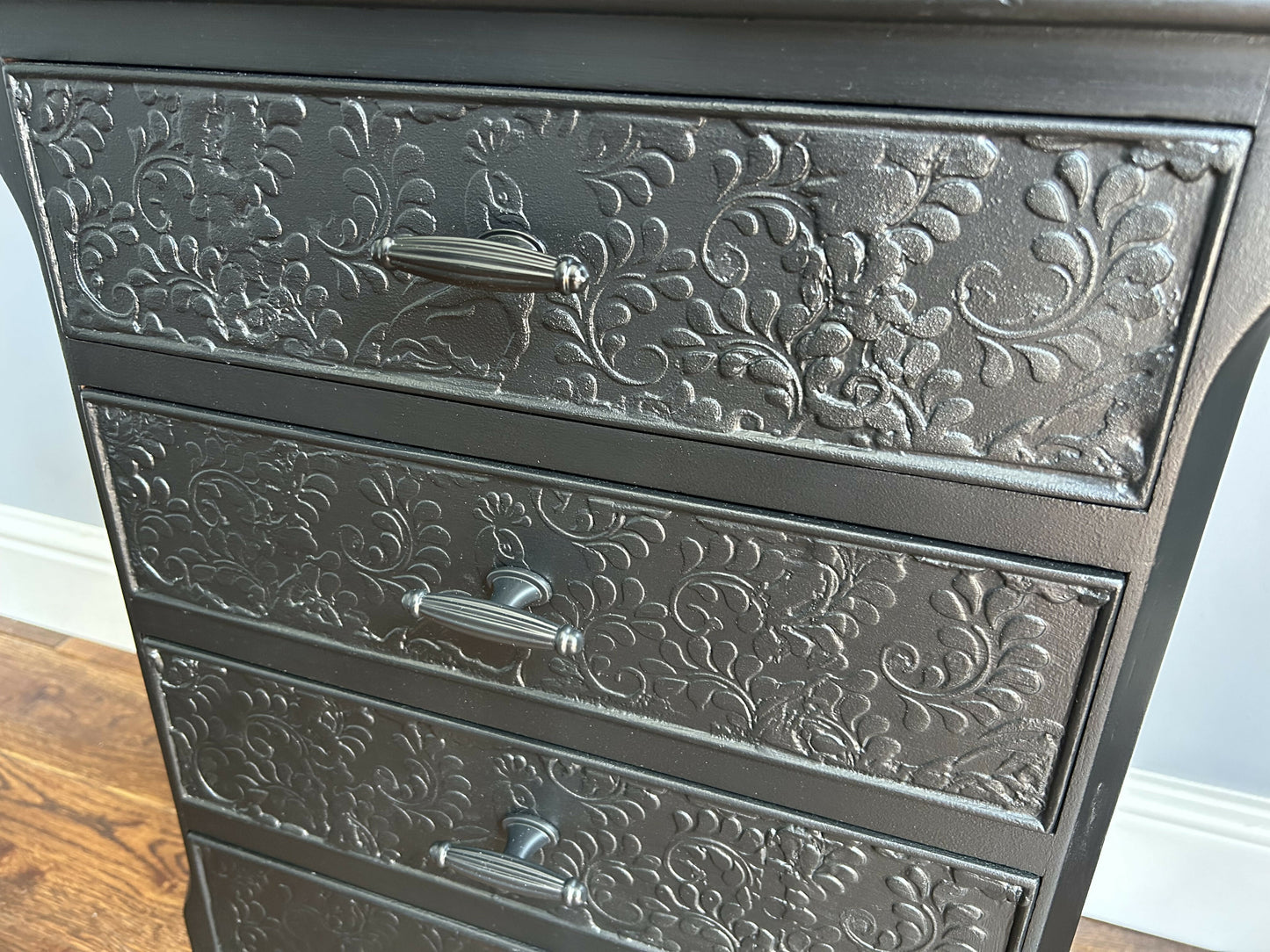 Elegantly restyled Black small occasional chest of drawers