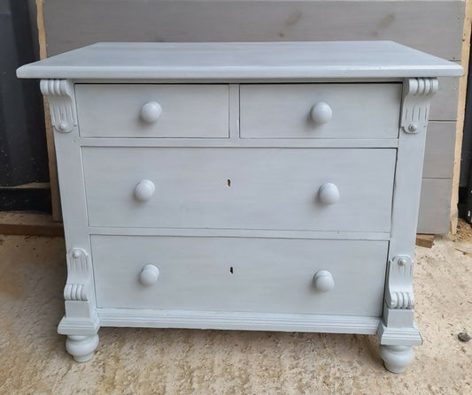 Blue Vintage Pine Chest of Drawers