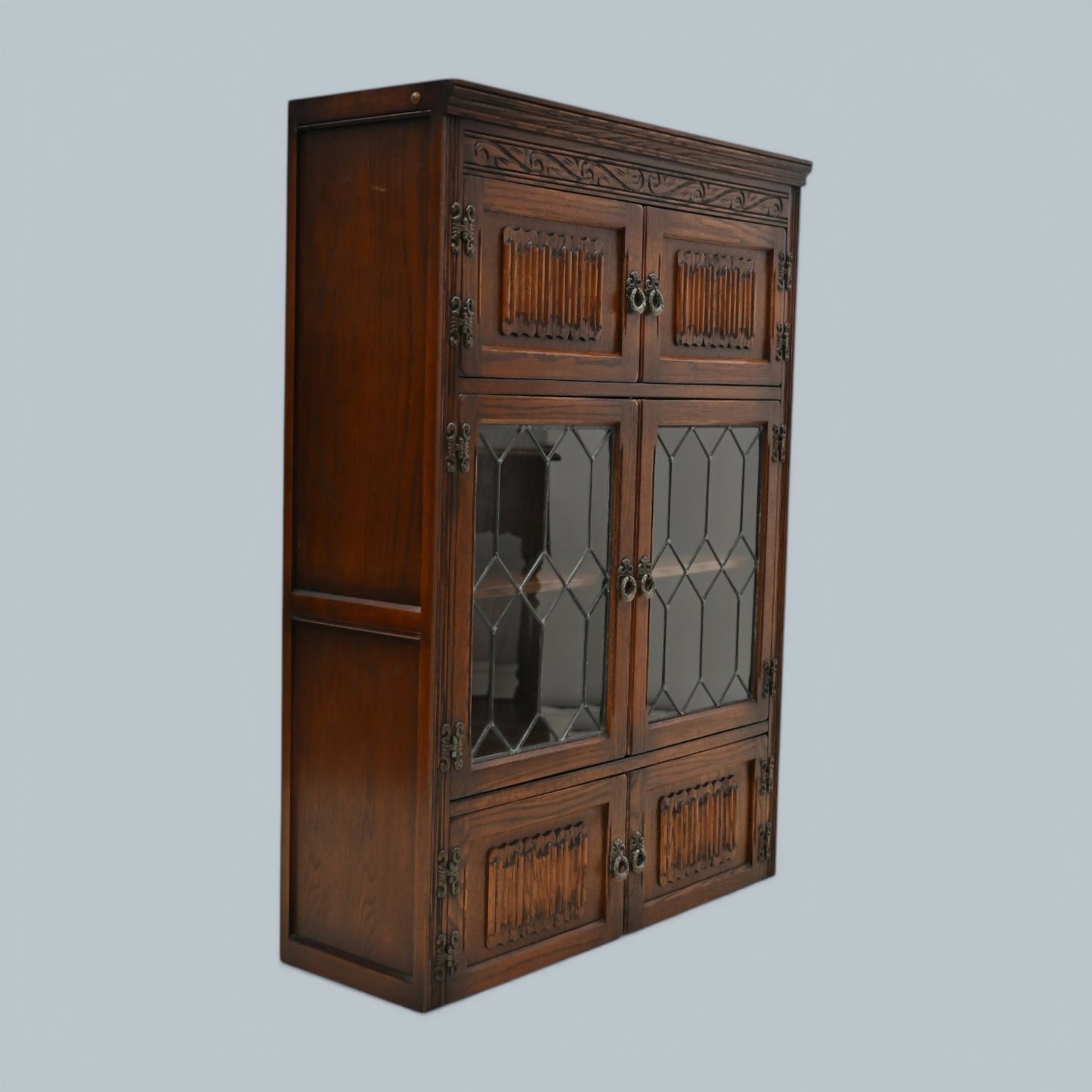 Old Charm Wall Top Unit Bookcase Leaded Glass Display Cupboard FREE UK Delivery