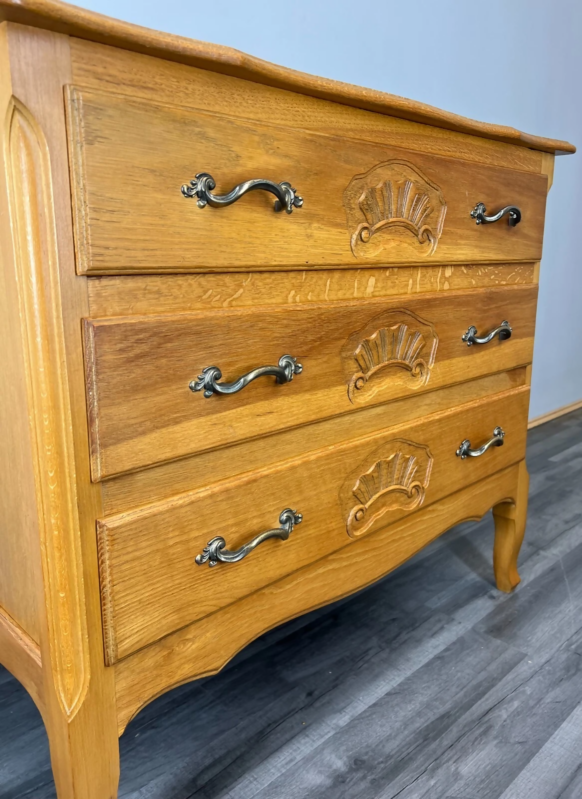 Chest of Drawers Vintage French Louis XVI Oak 3 Drawers Bedroom Cabinet LOT 3727