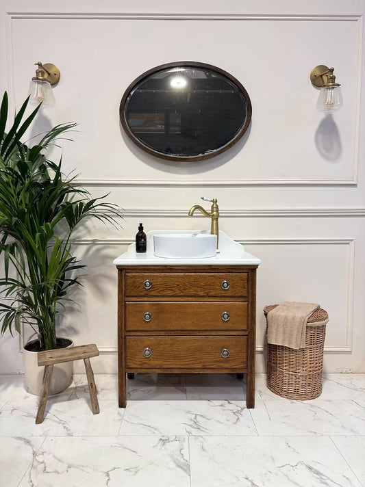 Traditional Bathroom Wooden Vintage Vanity Unit - Alfred The Great