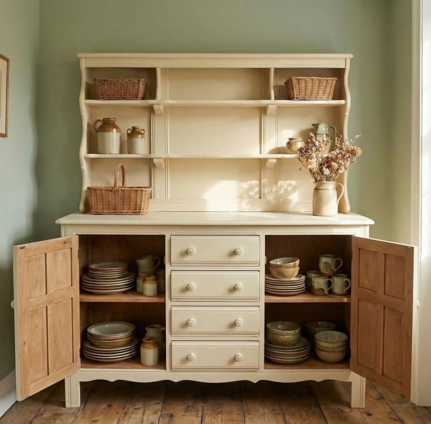 Vintage Cream Welsh Dresser/Off White Dresser