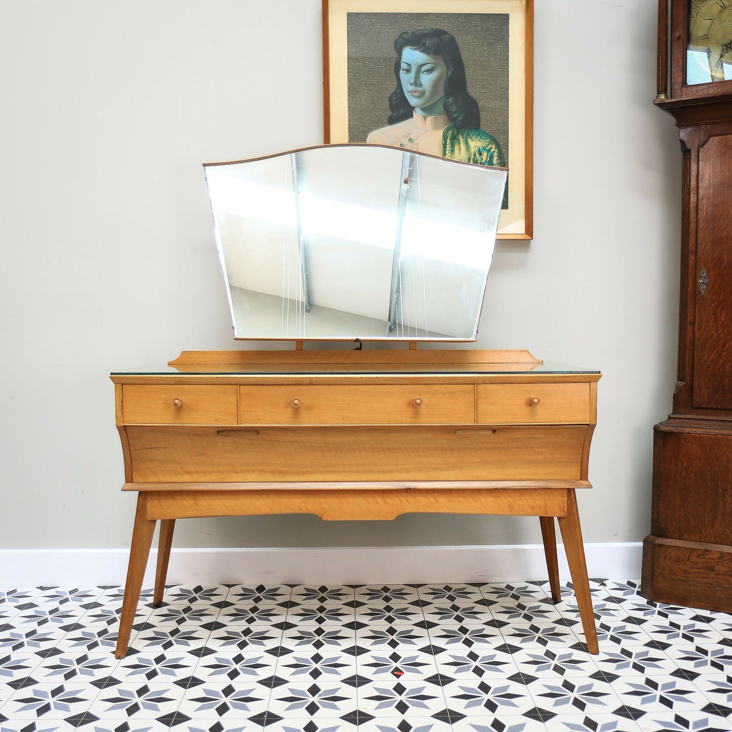 Alfred Cox Mid Century Dressing Table in Walnut 1960s with Single Mirror
