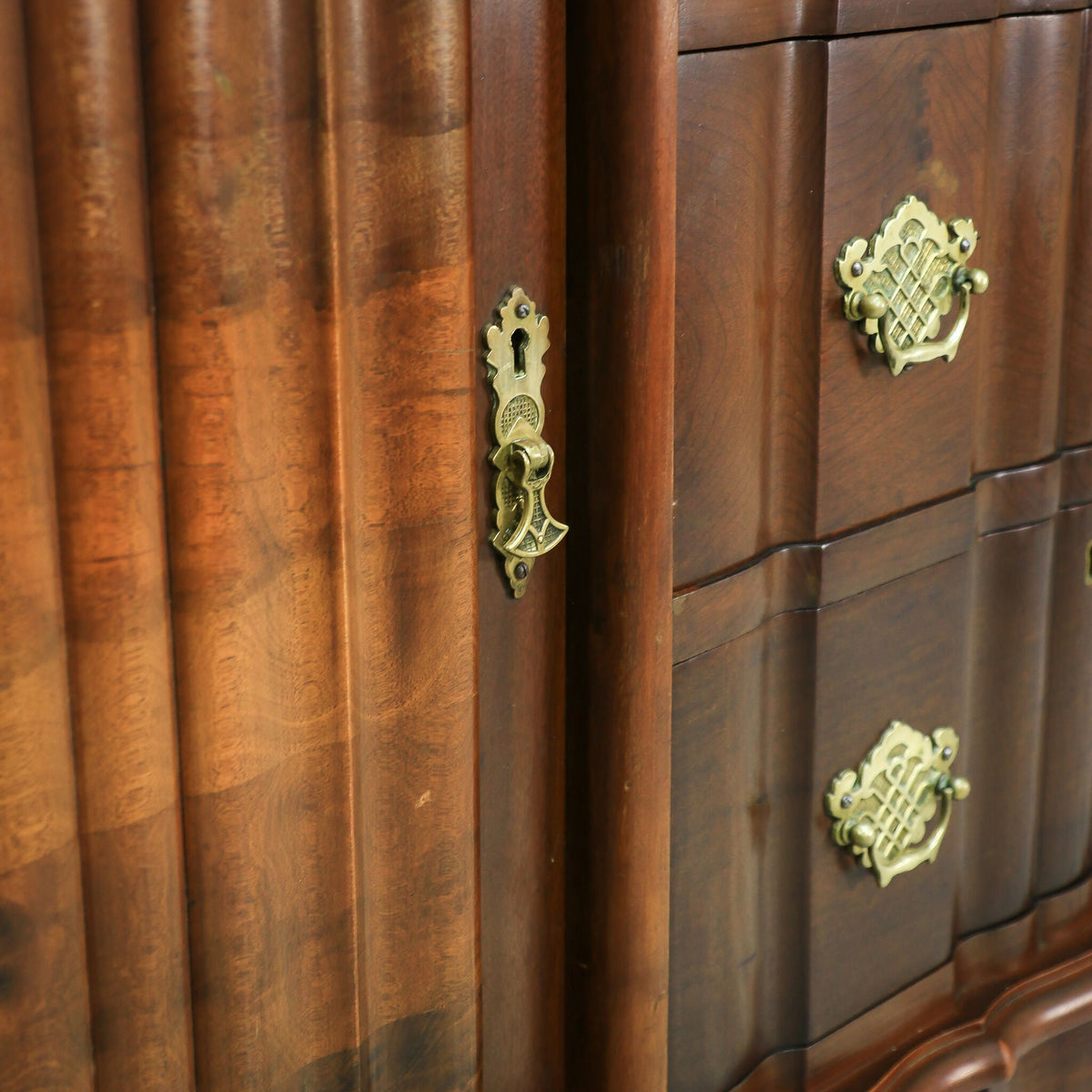 Rare Dutch Colonial Break Front Side Board Credenza South African Stink Wood