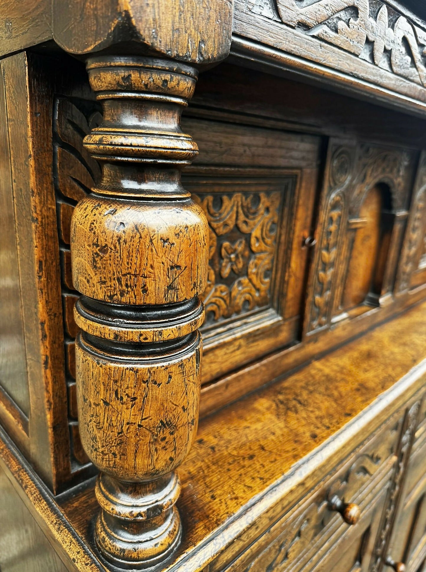 Carved Oak Court Cupboard / Sideboard