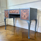 Vintage Art Deco dark green Walnut Burr Wood Desk Writing Table