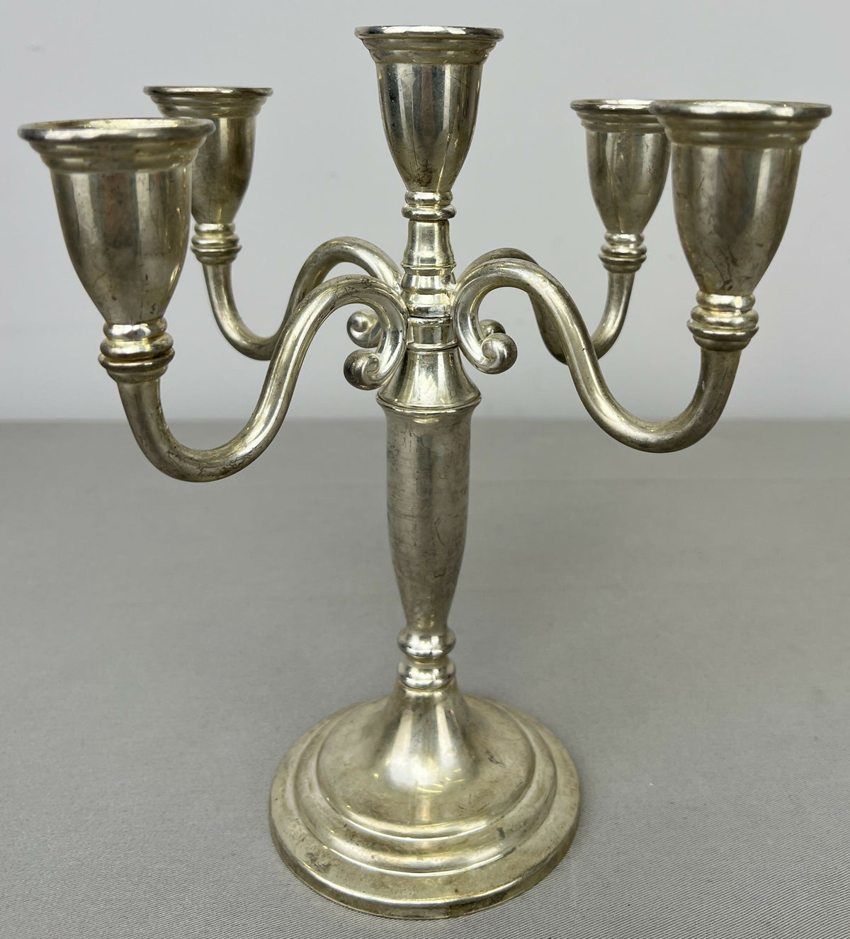 Pair of Candelabras Vintage French Style Metal Five Arm Candle Holders LOT 6485