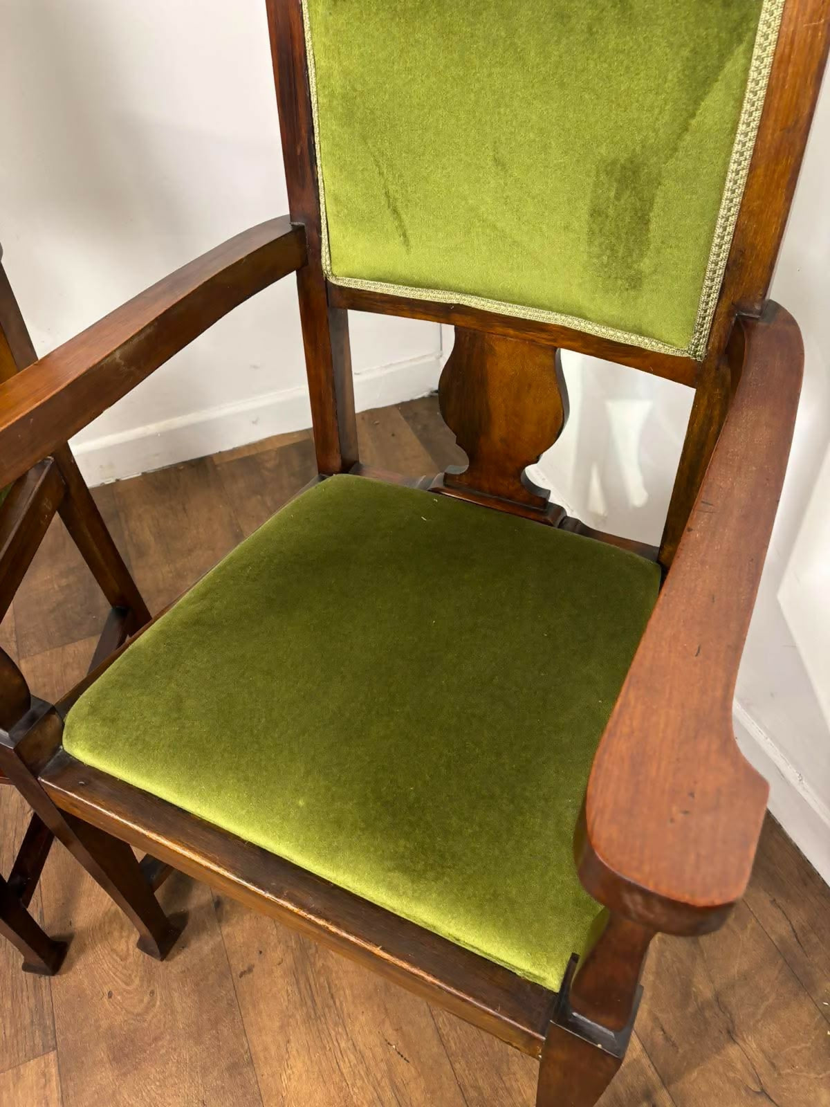 Pair of Edwardian Mahogany Upholstered Armchairs