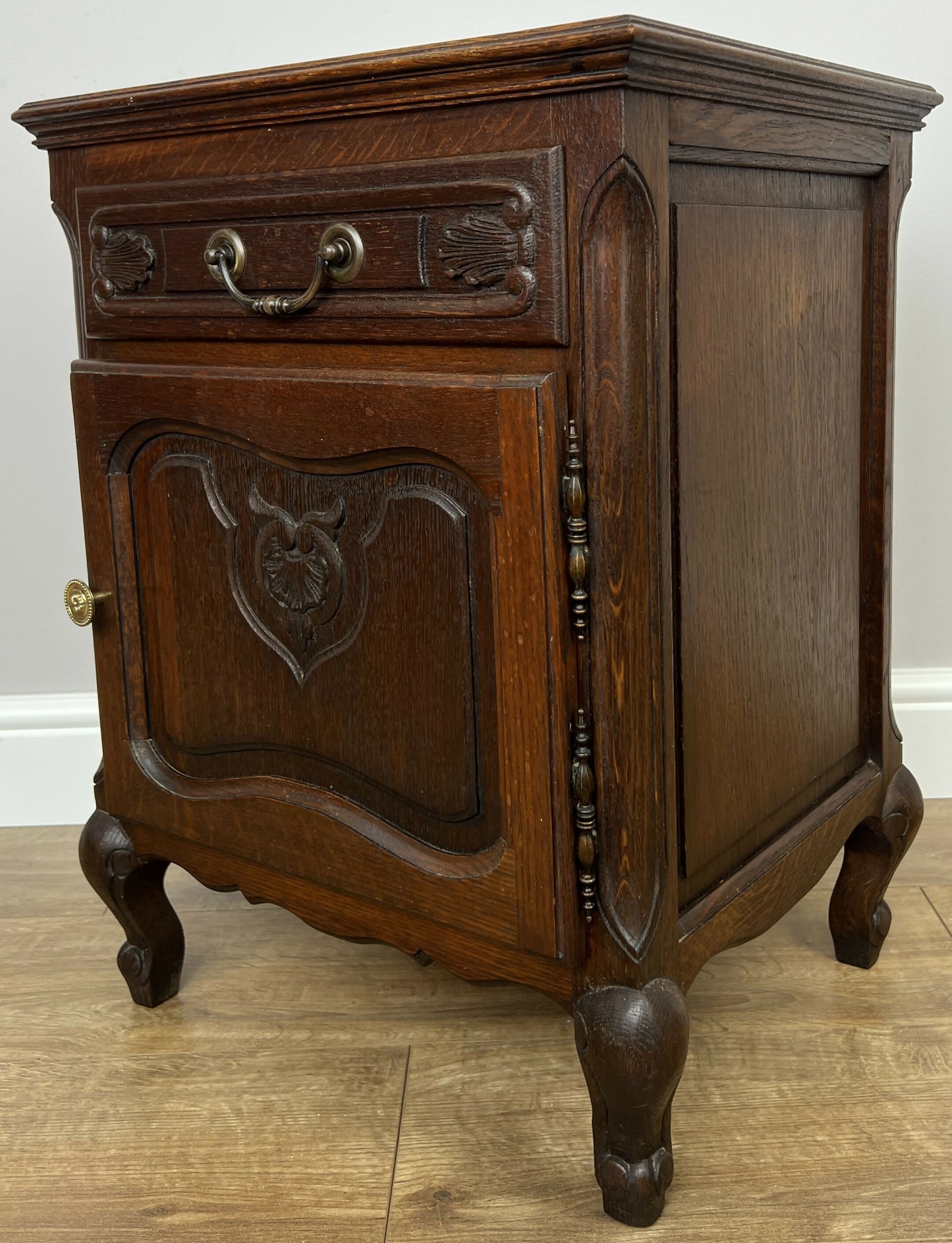 Bedside Table Vintage French Louis XVI Oak Cabinet Cupboard Nightstand LOT 6233
