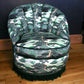 1960s Vintage Fluted Back Chair – Completely Reupholstered in Japanese-Inspired Designer Fabric