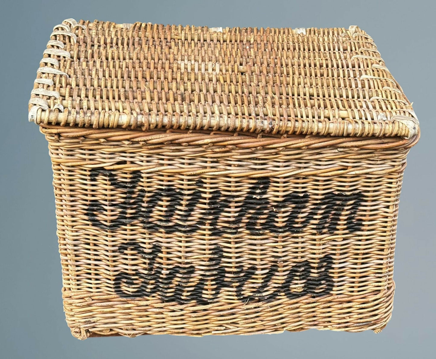 Large Antique Log Basket /Wicker Basket