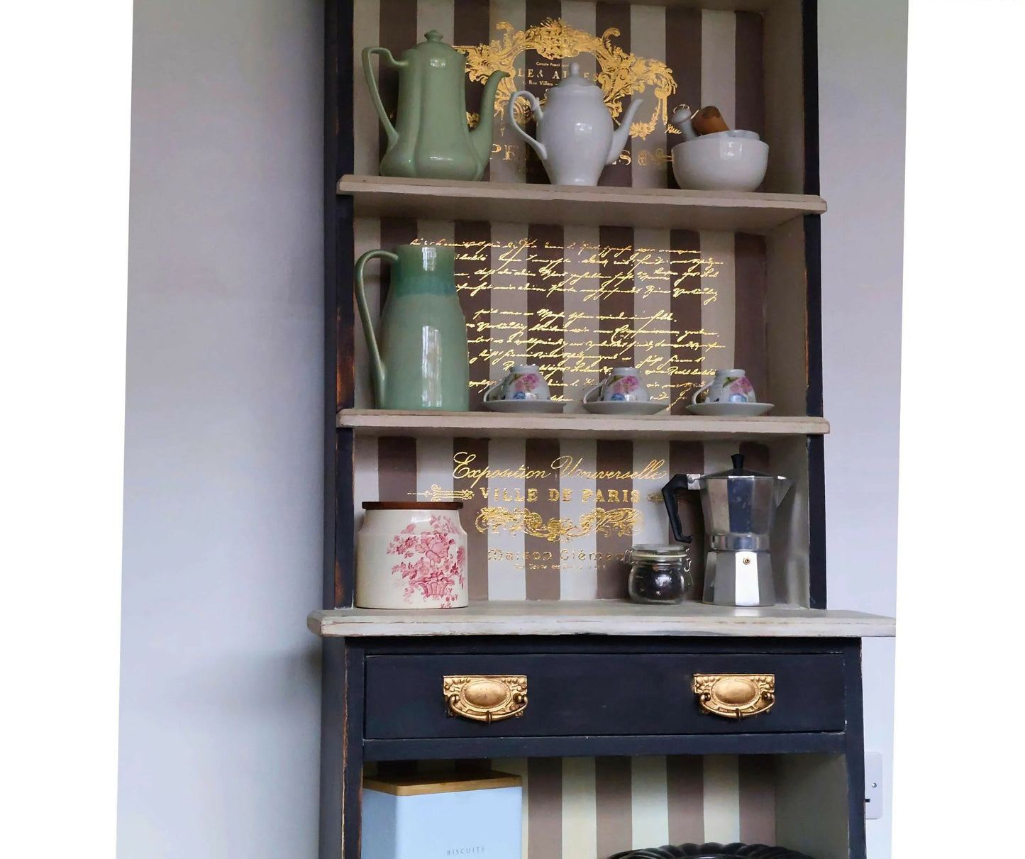Black Coffee Hutch, Kitchen Dresser, Coffee Nook