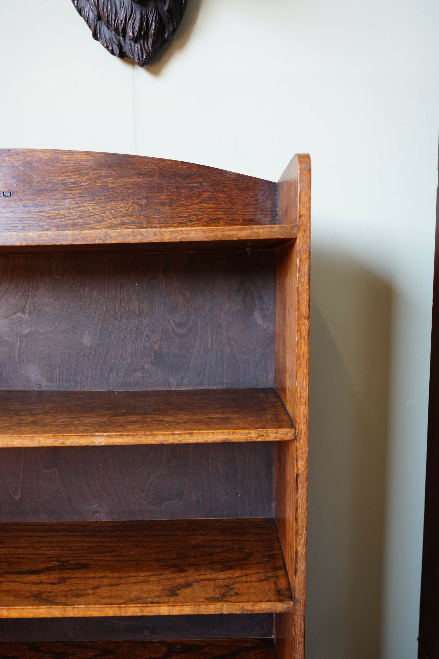 Vintage Slim Open Bookcase In Solid Oak – United Kingdom, C.1910