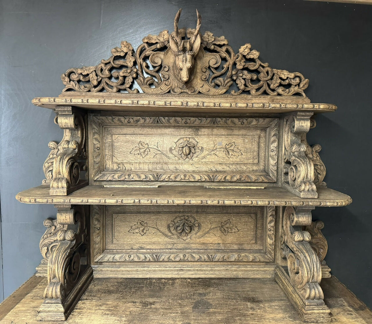 French Carved Oak Hunting Sideboard