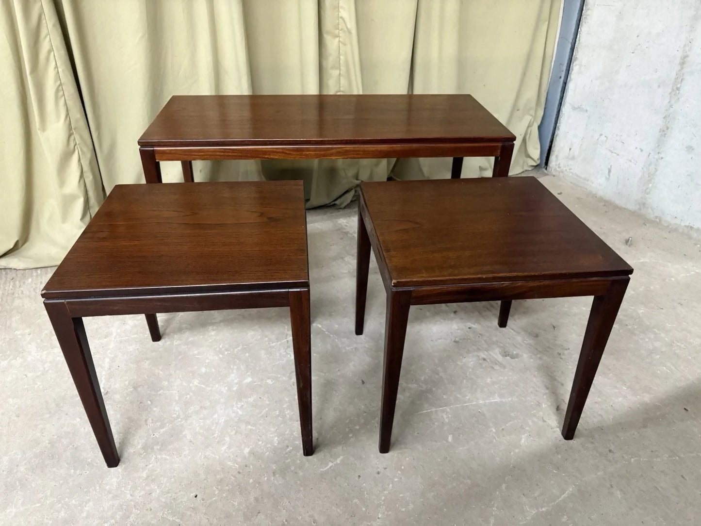 Vintage Mid Century Teak Nest Of Side Tables Scandi Danish Style Retro R1019