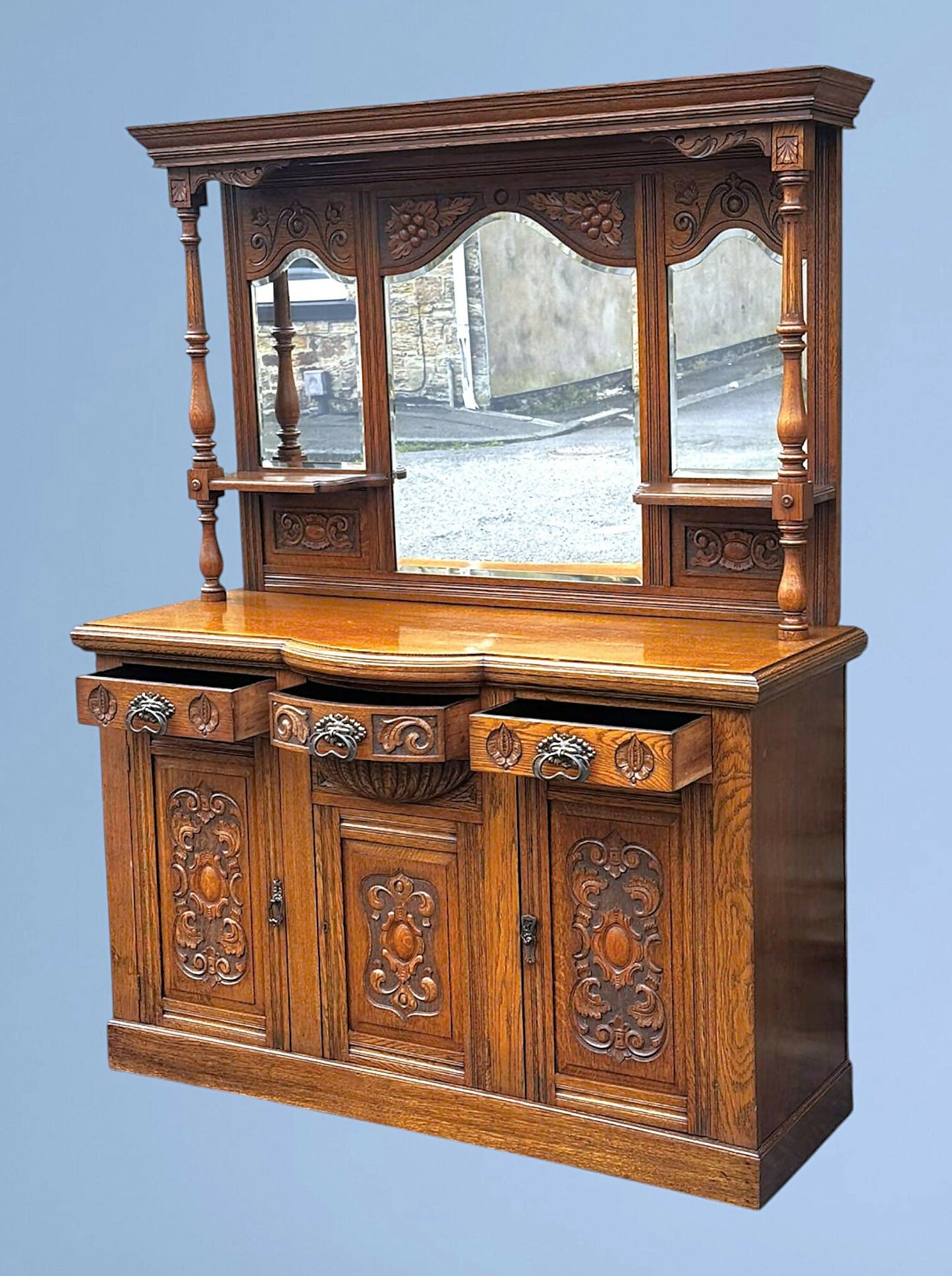 Edwardian Oak Mirror Back Sideboard