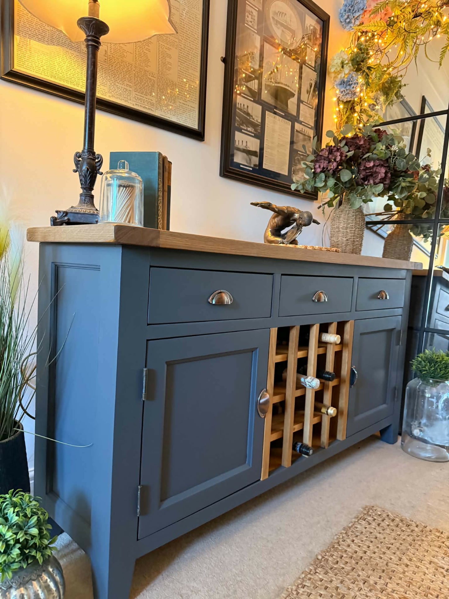 Luxury Oak Wine Rack Sideboard