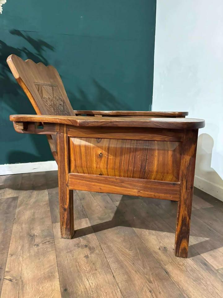 Adjustable Decorative Chair with Tribal Inspired Carvingsdf
