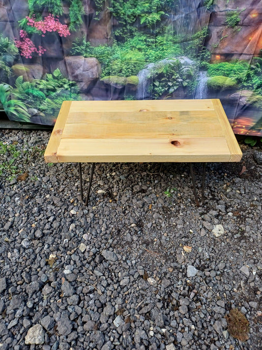 Wooden table with Silver Hairpin Legs