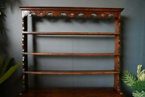 Late Georgian Early Vintage Victorian Welsh Dresser Solid Oak Brass Bail Pulls