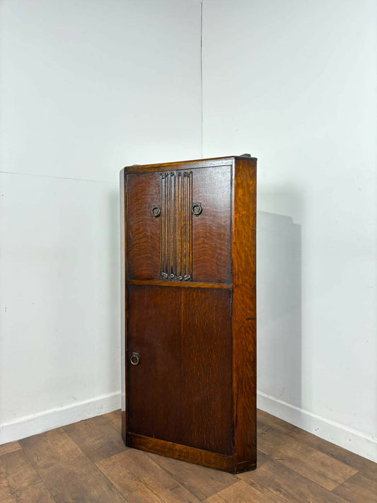 Vintage Oak Corner Cocktail Cabinet