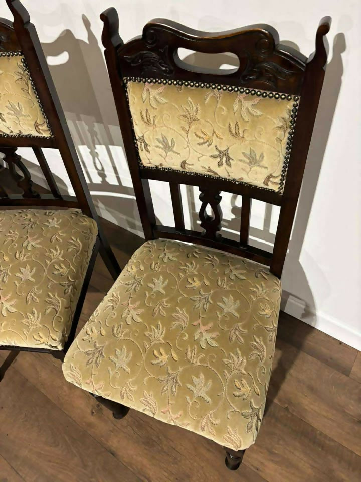 Set Of Four Edwardian High Back Dining Chairs