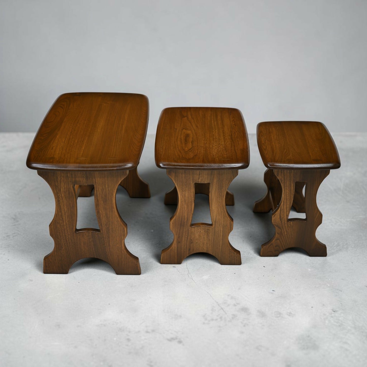 Ercol Nest Of Tables In Golden Dawn Finish Vintage Ercol's Badge FREE Delivery*
