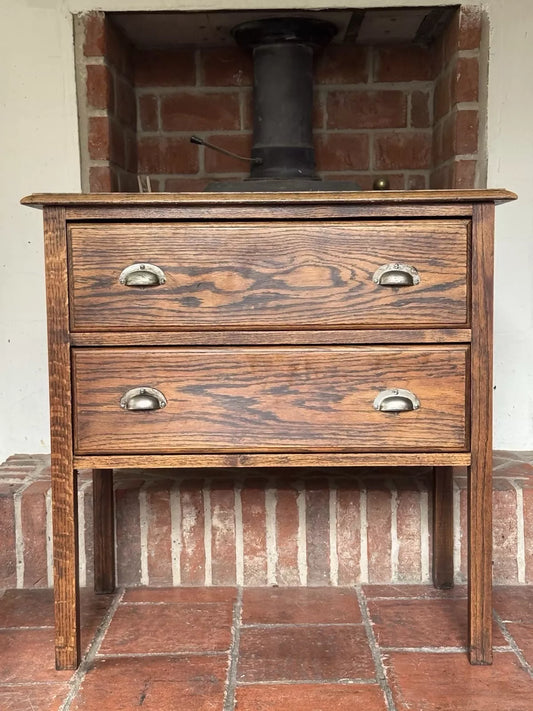 Vintage Oak Bedside Table Chest of Drawers Lowboy