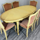 Vintage French Louis XVI Dining Table Set | Shabby Chic Oak Furniture | Includes 6 Upholstered Chairs Carved Detail LOT 4404