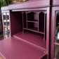 Art Deco Writing Bureau Bookcase & Drinks Cabinet - Aubergine Purple, Walnut & Glass