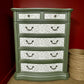 William Morris Style Large chest of drawers. Wood. Handpainted, with decoupage.