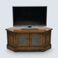 Old Charm TV Stand Linenfold Leaded Glass Doors Light Oak FREE UK Delivery*