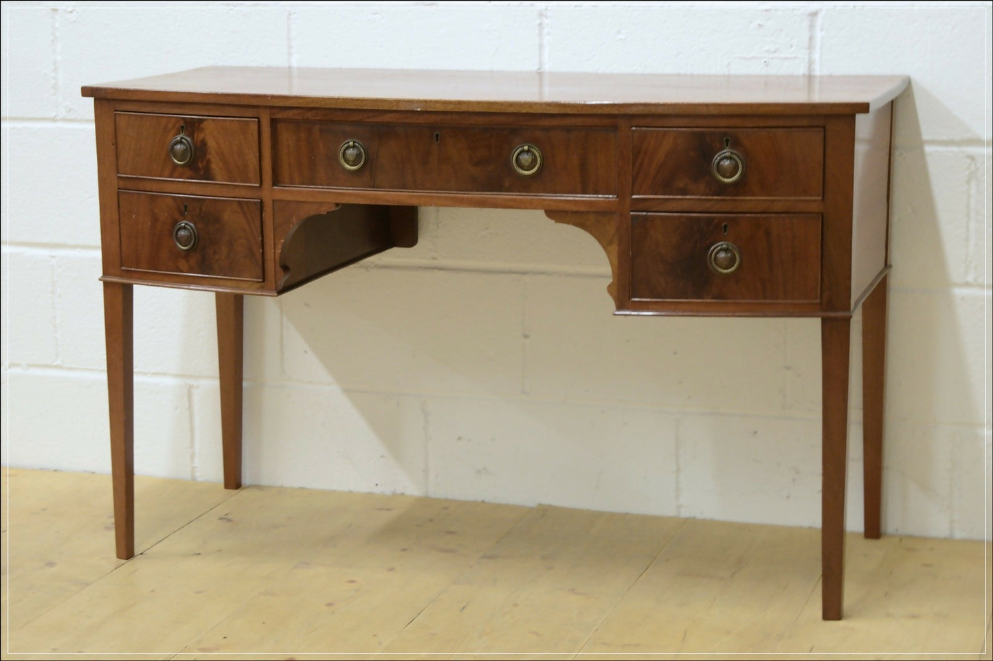 Vintage Desk Dressing Table Bow Front Solid Wood Retro DELIVERY