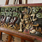 Large Hand Carved Wooden Panel Depicting Figures In A Forest