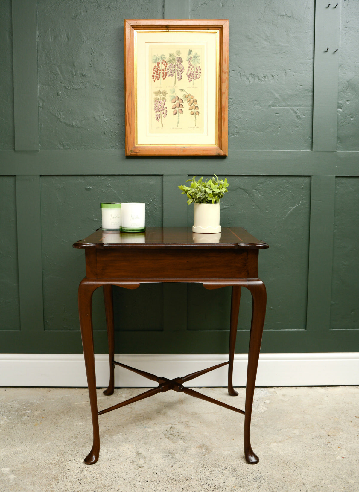 Antique Solid Mahogany Square Occasional Side Table