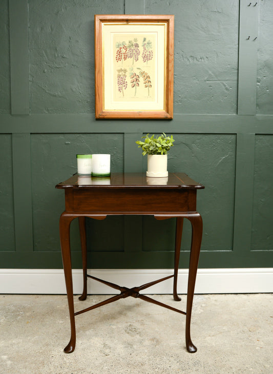 Antique Solid Mahogany Square Occasional Side Table