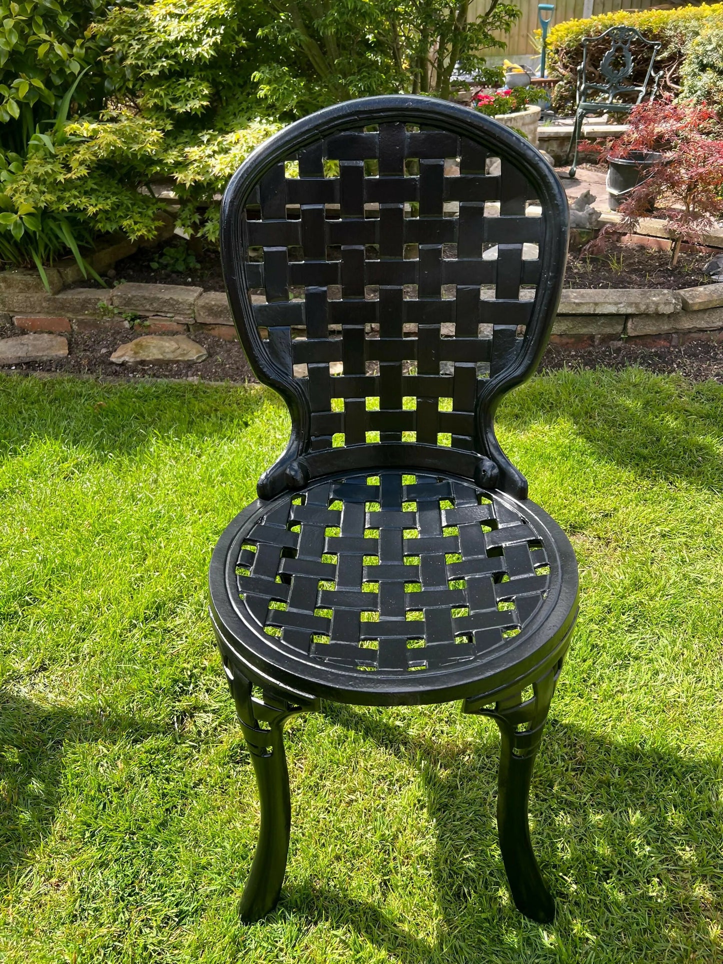 Black Vintage Three Seater Patio Set with Marble Topped Table