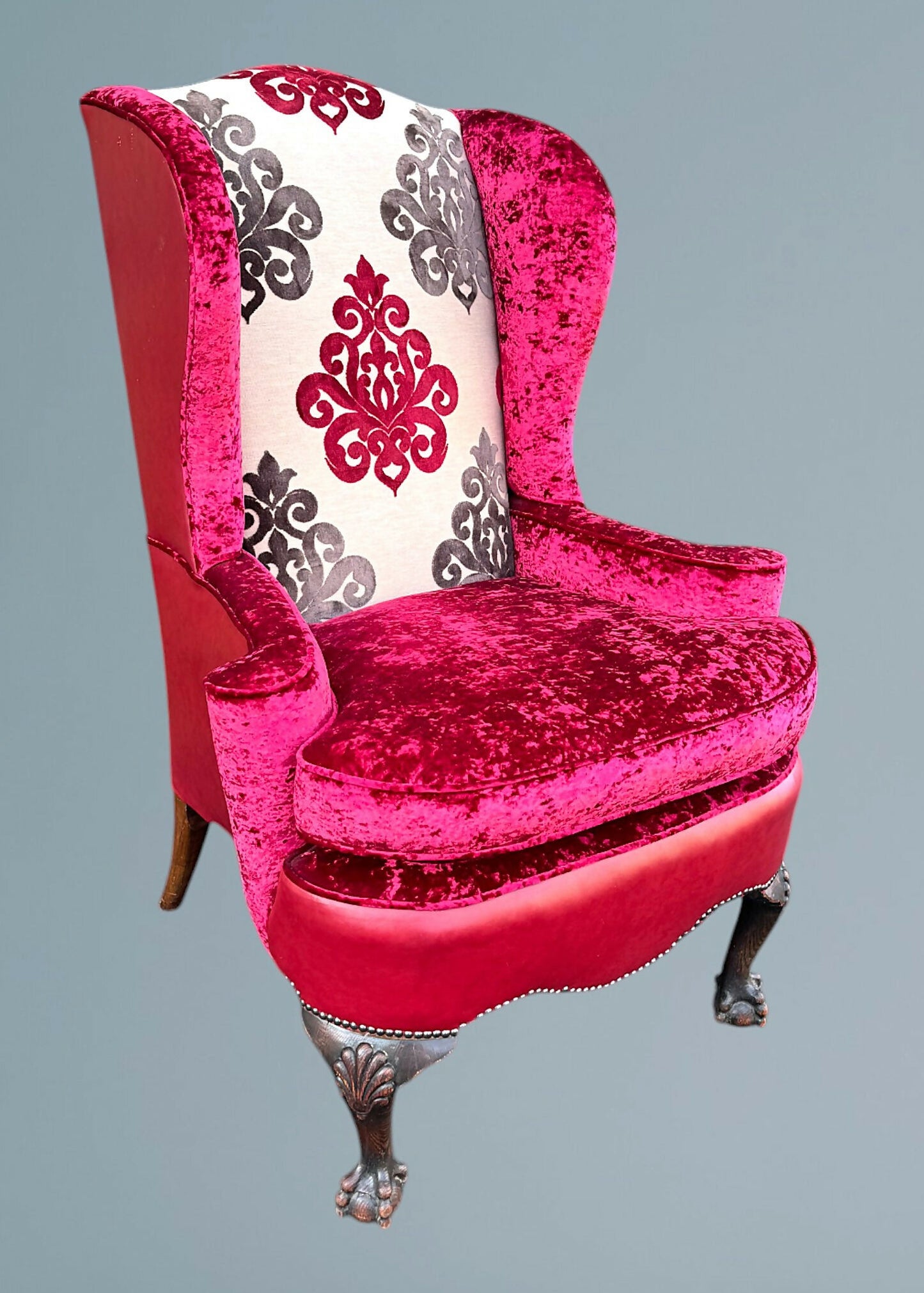 Oak Queen Anne Style Wing Chair