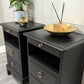 Black Stag Minstrel Pair Of 2 Drawer Narrow Bedside Tables