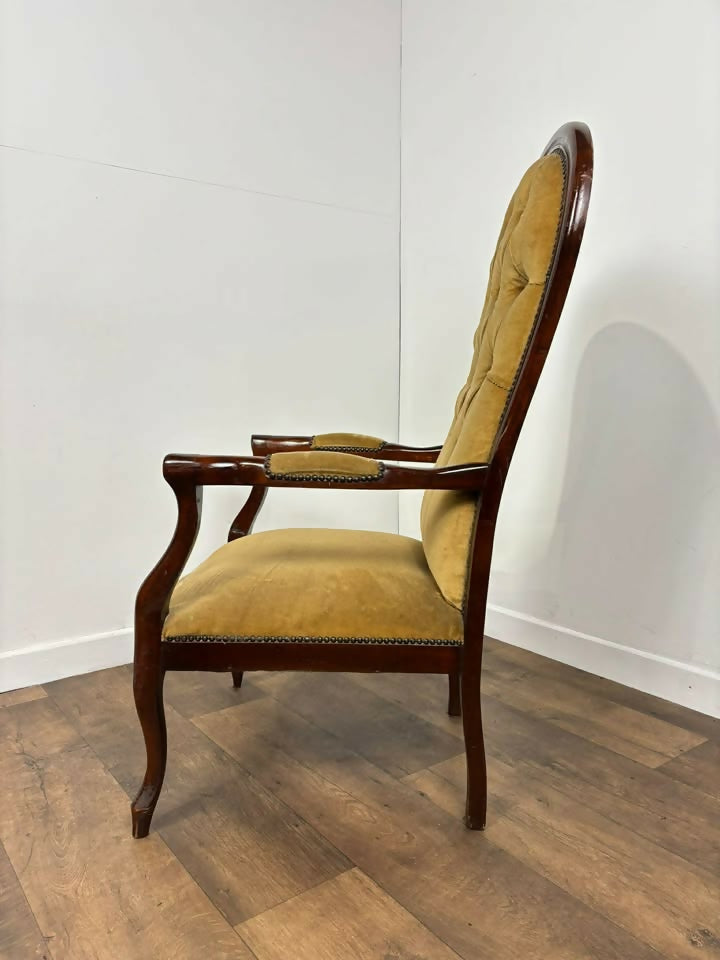 Reproduction Mahogany Button Back Armchair