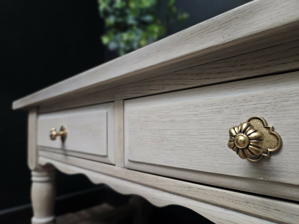 Whitewashed Oak Coffee Table – French Country Charm