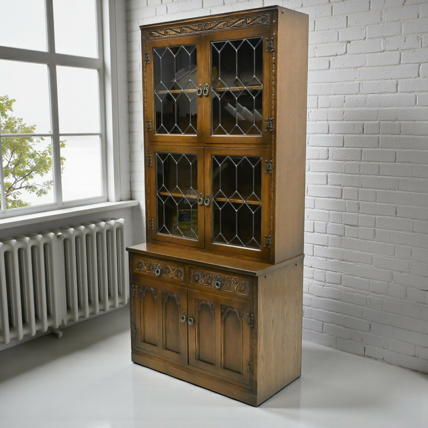 Old Charm Wall Unit Bookcase Display Cupboard Drawers Light Oak FREE UK Delivery. SBR10907/0509E