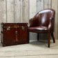 Antique Leather Luxury Campaign Style End Table Trunk Drawing Room Home Decor Furnishings