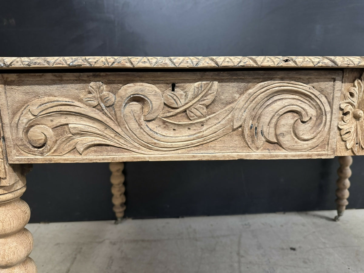 French Carved Oak Writing Table
