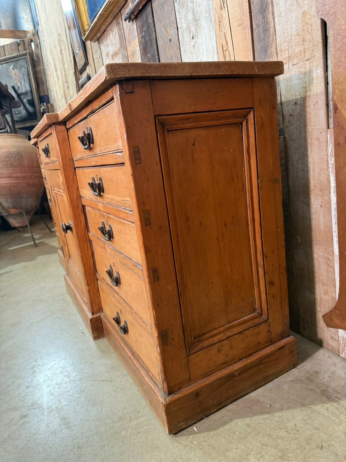 Antique Large Breakfront Mid Victorian Estate Country Sideboard Bank of Drawers Housekeeper Dresser Chest, c1850