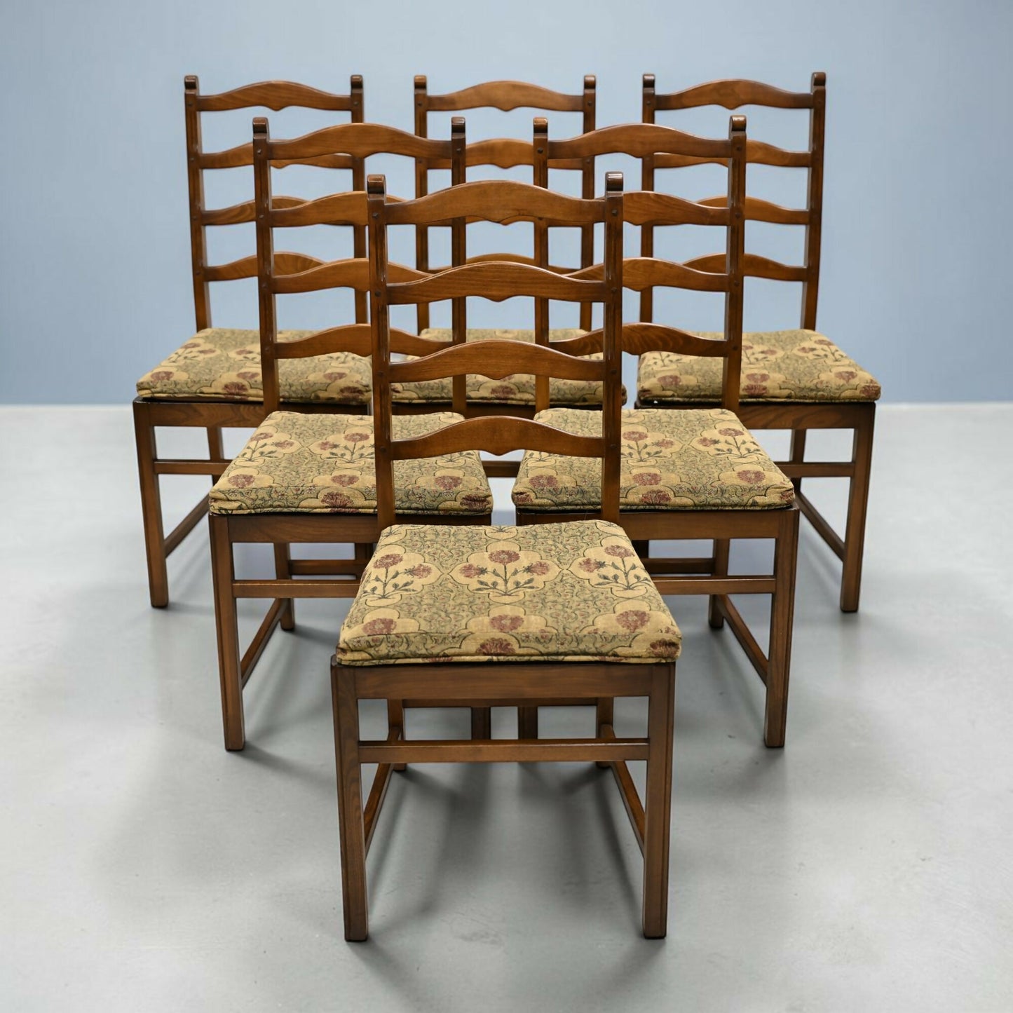6 Ercol Dining Chairs 1970s Ladderback Cushions FOC FREE Nationwide Delivery*