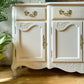 Vintage Queen Anne Sideboard Large, Carved Details, Neutral, Paint Wash - MADE TO ORDER