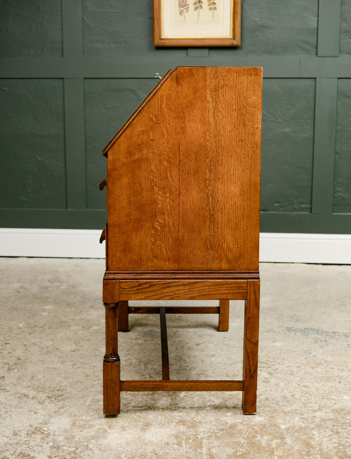 Vintage Oak Bureau Writing Desk - 1930s - 1940s